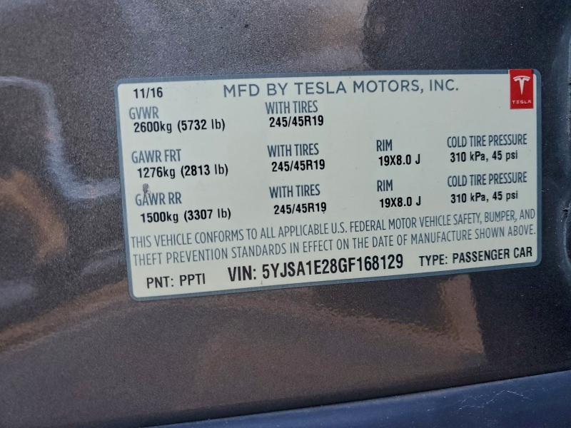 Продаж на аукціоні авто 2016 Tesla Model S, vin: 5YJSA1E28GF168129, номер лоту: 93986905