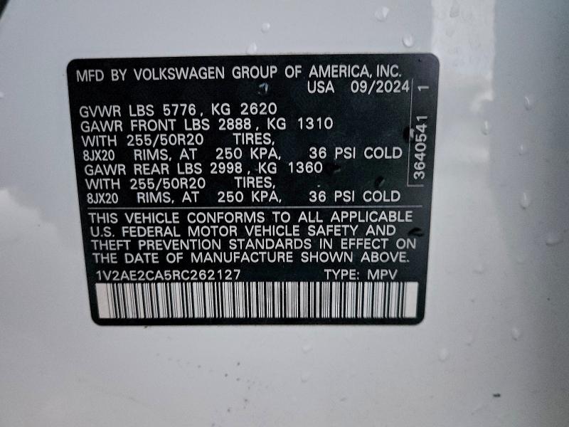 95987945 :رقم المزاد ، 1V2AE2CA5RC262127 vin ، 2024 Volkswagen Atlas Cross Sport مزاد بيع