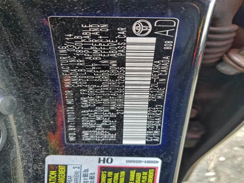 94957535 :رقم المزاد ، 2T1BURHE9EC128056 vin ، 2014 Toyota Corolla مزاد بيع