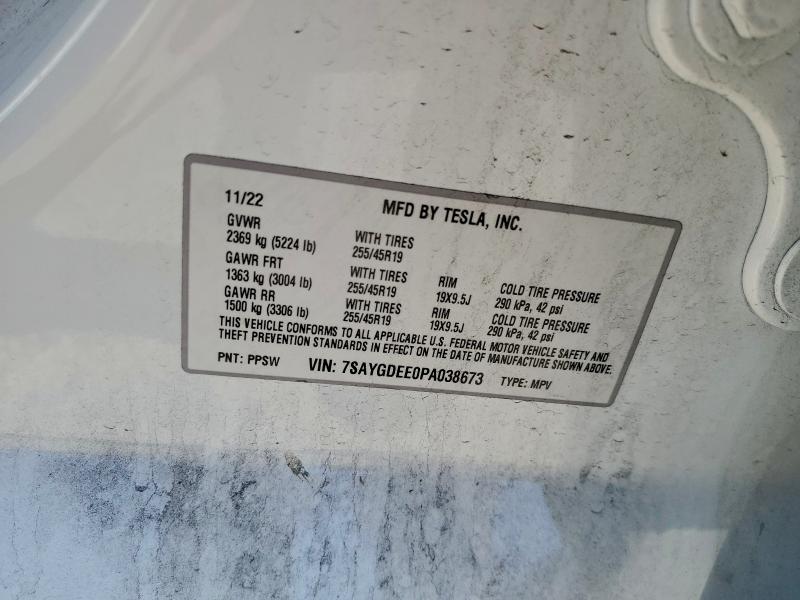Aukcja sprzedaży 2023 Tesla Model Y, vin: 7SAYGDEE0PA038673, numer aukcji: 94800995