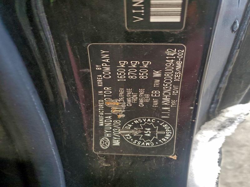 Aukcja sprzedaży 2008 Hyundai Accent, vin: KMHCN35C08U094142, numer aukcji: 94646065