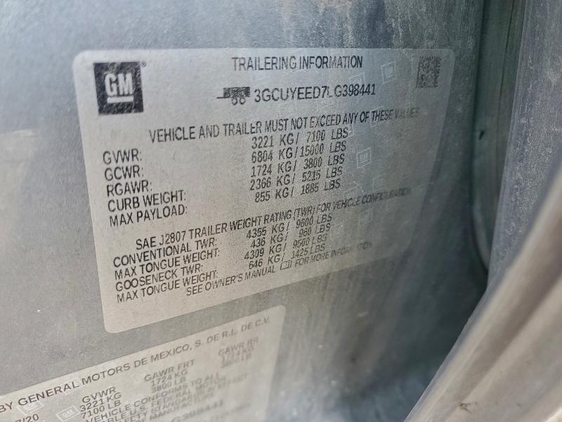 2020 Chevrolet Silverado მანქანა იყიდება აუქციონზე, vin: 3GCUYEED7LG398441, აუქციონის ნომერი: 95644145