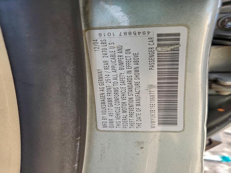 95780055 :رقم المزاد ، WVWYU63B15E106877 vin ، 2005 Volkswagen Passat مزاد بيع