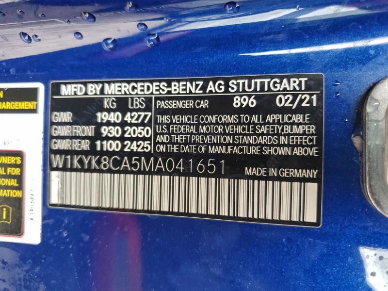 Продаж на аукціоні авто 2021 Mercedes-benz Amg Gt, vin: W1KYK8CA5MA041651, номер лоту: 92112285