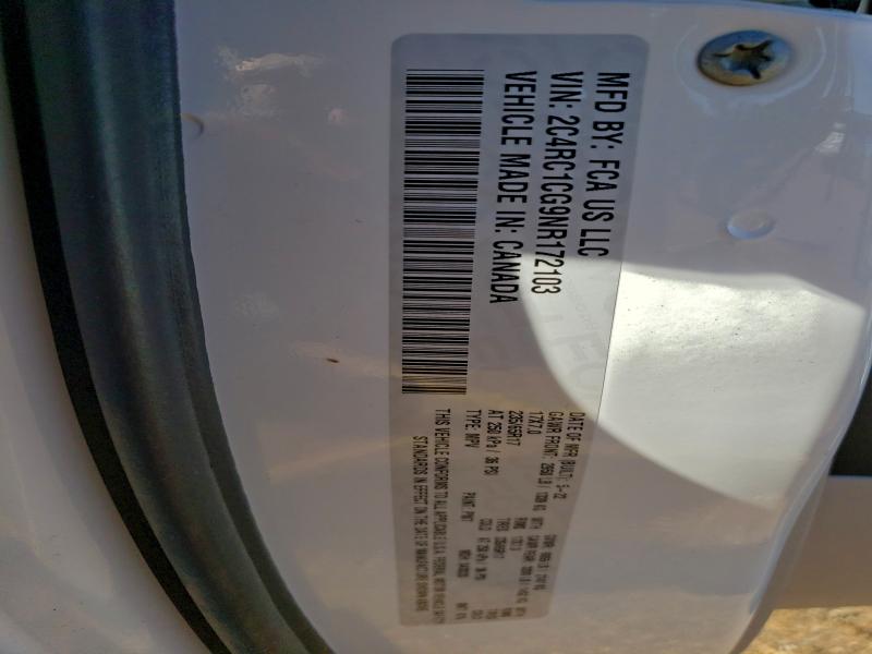 95760275 :رقم المزاد ، 2C4RC1CG9NR172103 vin ، 2022 Chrysler Voyager مزاد بيع