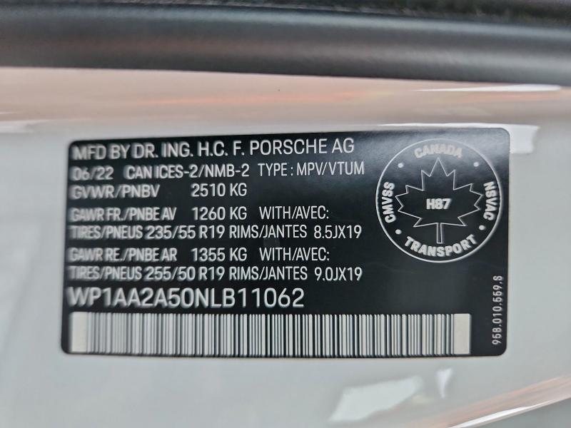 95101235 :رقم المزاد ، WP1AA2A50NLB11062 vin ، 2022 Porsche Macan مزاد بيع