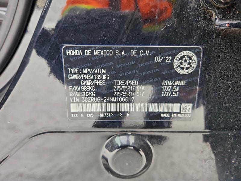Aukcja sprzedaży 2022 Honda Hr-v, vin: 3CZRU6H24NM106017, numer aukcji: 97455005