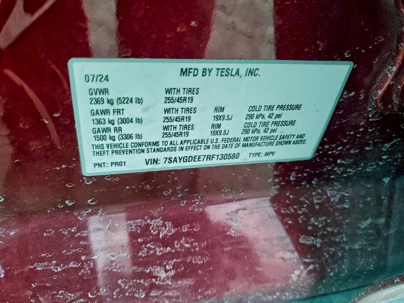 Aukcja sprzedaży 2024 Tesla Model Y, vin: 7SAYGDEE7RF130580, numer aukcji: 96200295