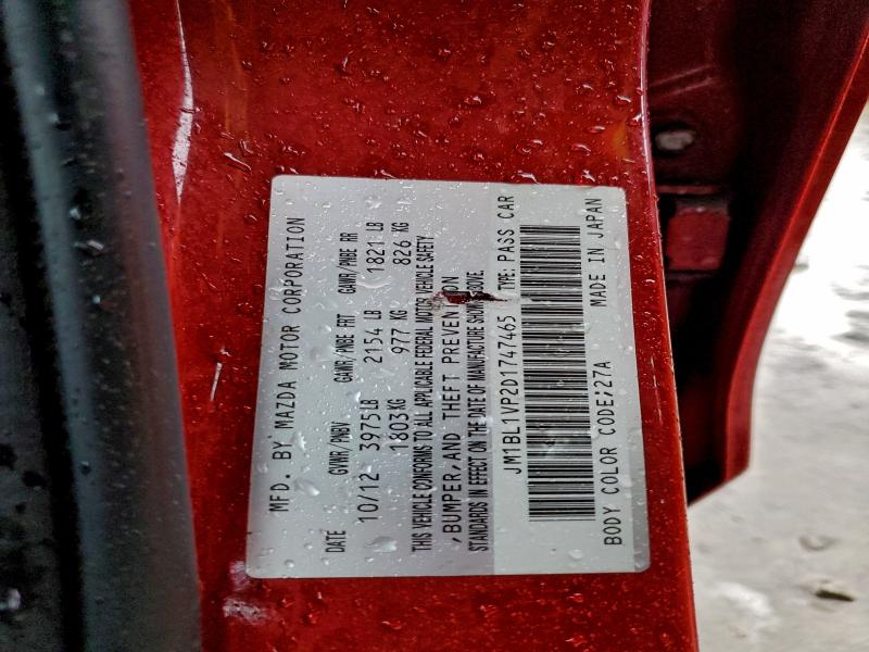 96204765 :رقم المزاد ، JM1BL1VP2D1747465 vin ، 2013 Mazda 3 مزاد بيع