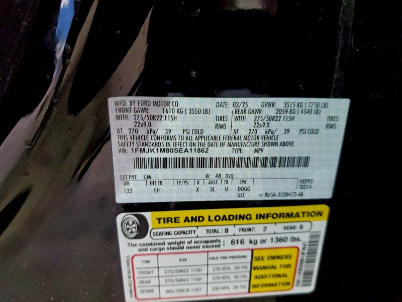 2025 Ford Expedition მანქანა იყიდება აუქციონზე, vin: 1FMJK1M80SEA11862, აუქციონის ნომერი: 95286475