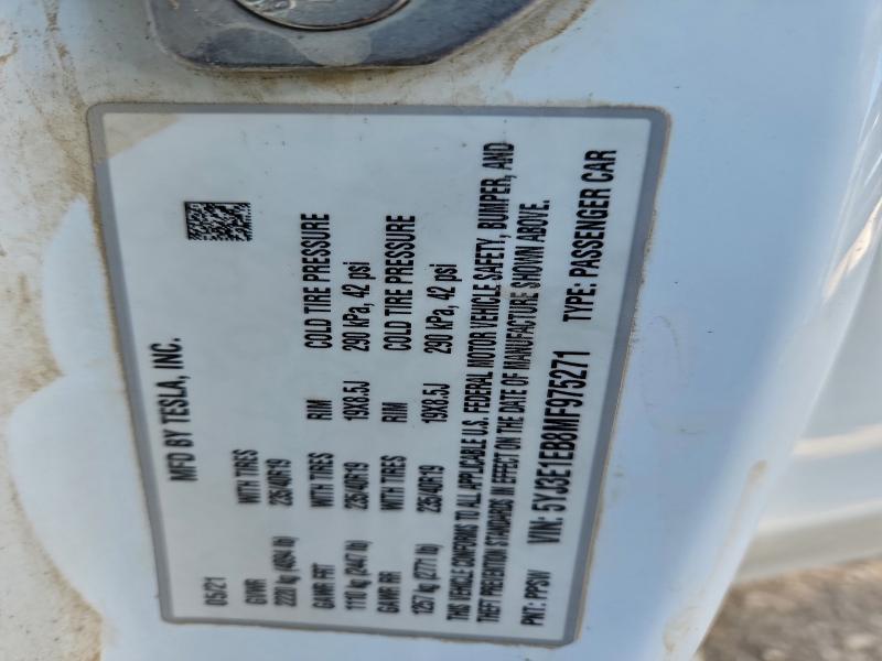 Aukcja sprzedaży 2021 Tesla Model 3, vin: 5YJ3E1EB8MF975271, numer aukcji: 95188535