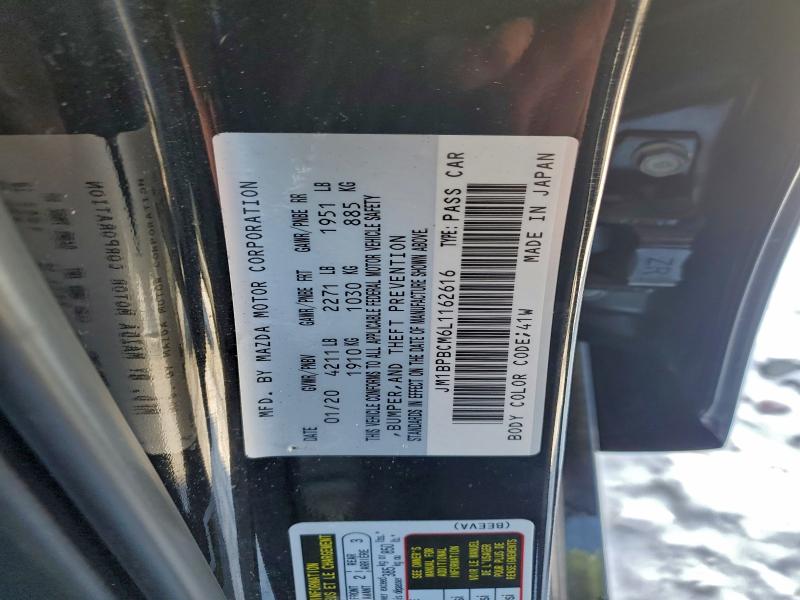 97312625 :رقم المزاد ، JM1BPBCM6L1162616 vin ، 2020 Mazda 3 مزاد بيع