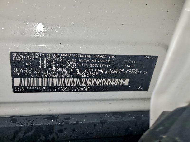 Продажа на аукционе авто 2021 Toyota Rav4, vin: 2T3F1RFVXMC216584, номер лота: 96033335