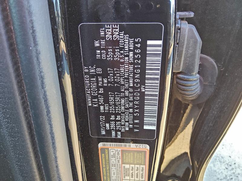 Продажа на аукционе авто 2022 Kia Sorento, vin: 5XYRGDLC9NG125645, номер лота: 95786555