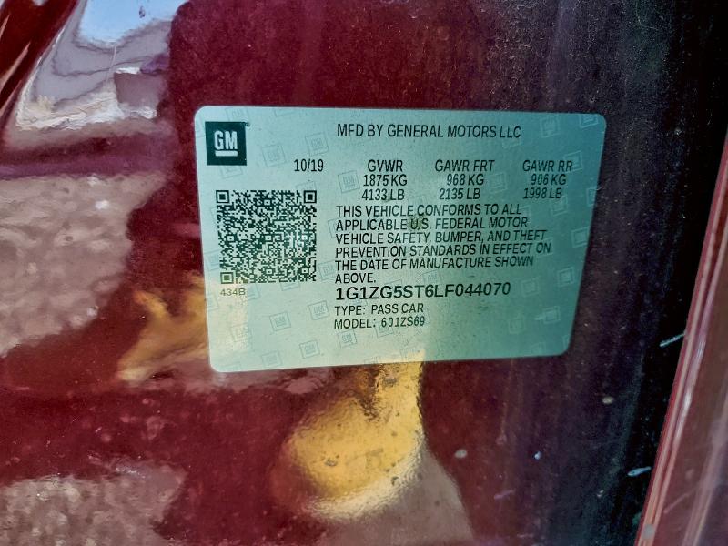 2020 Chevrolet Malibu მანქანა იყიდება აუქციონზე, vin: 1G1ZG5ST6LF044070, აუქციონის ნომერი: 95194475