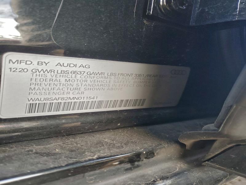 94931485 :رقم المزاد ، WAU8SAF82MN011541 vin ، 2021 Audi S8 مزاد بيع
