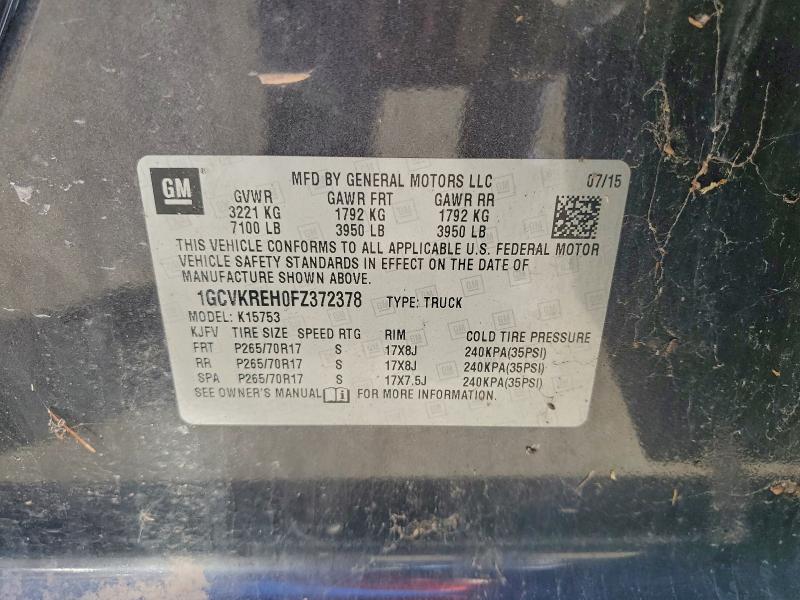 2015 Chevrolet Silverado მანქანა იყიდება აუქციონზე, vin: 1GCVKREH0FZ372378, აუქციონის ნომერი: 94937385