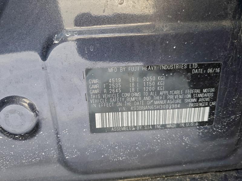 Aukcja sprzedaży 2017 Subaru Legacy 2.5, vin: 4S3BNAN65H3003984, numer aukcji: 95766955