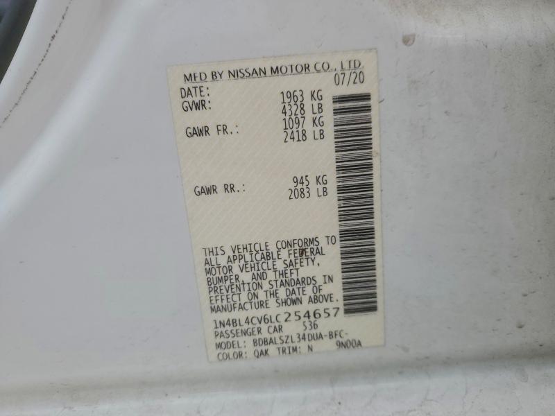 Aukcja sprzedaży 2020 Nissan Altima, vin: 1N4BL4CV6LC254657, numer aukcji: 97434135