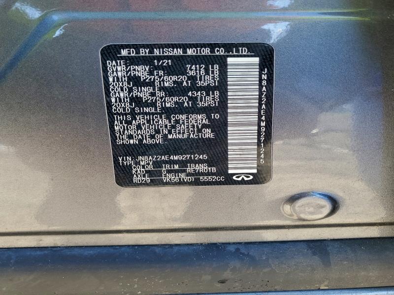 Aukcja sprzedaży 2021 Infiniti Qx80, vin: JN8AZ2AE4M9271245, numer aukcji: 97216435