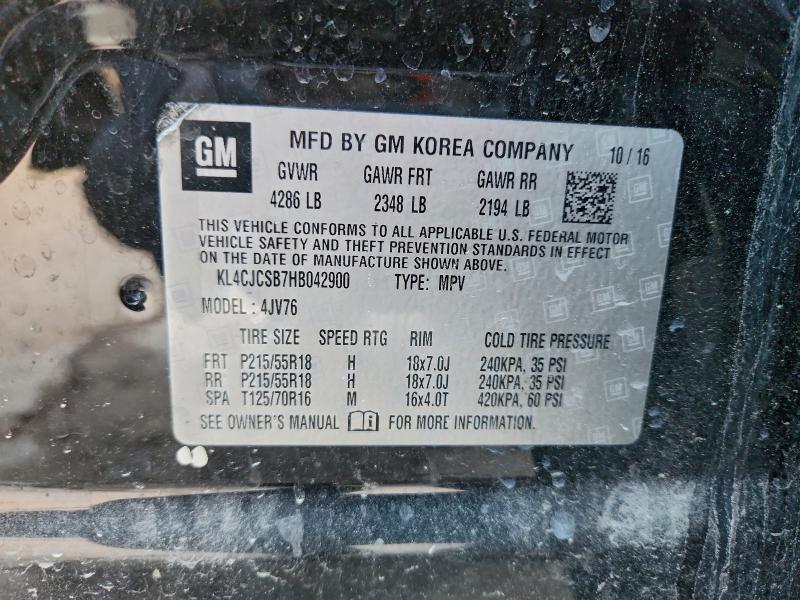 95745855 :رقم المزاد ، KL4CJCSB7HB042900 vin ، 2017 Buick Encore مزاد بيع