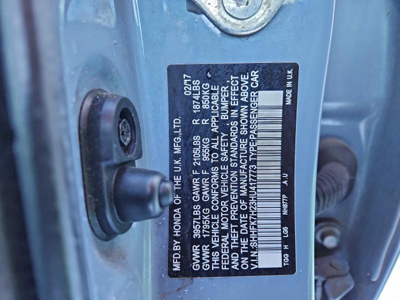 Продаж на аукціоні авто 2017 Honda Civic, vin: SHHFK7H23HU417773, номер лоту: 94679095