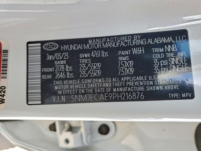 95361675 :رقم المزاد ، 5NMJECAE9PH216876 vin ، 2023 Hyundai Tucson مزاد بيع