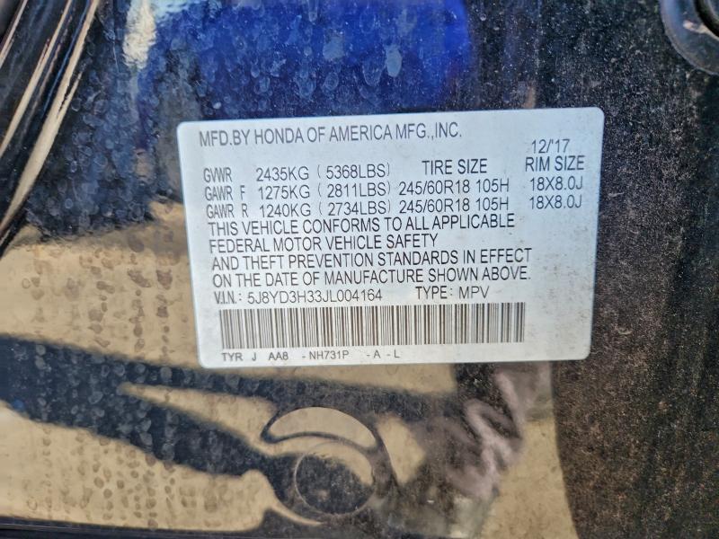 Aukcja sprzedaży 2018 Acura Mdx, vin: 5J8YD3H33JL004164, numer aukcji: 98004985