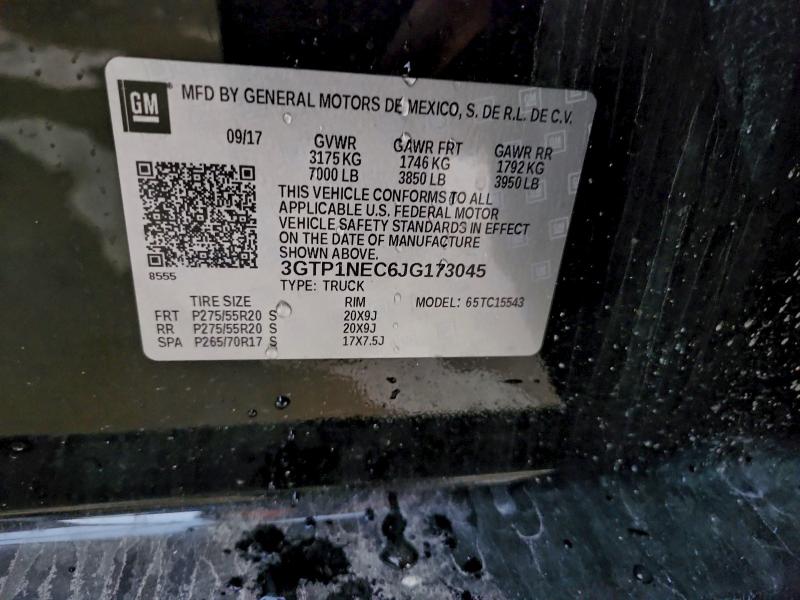 Aukcja sprzedaży 2018 Gmc Sierra, vin: 3GTP1NEC6JG173045, numer aukcji: 93228515