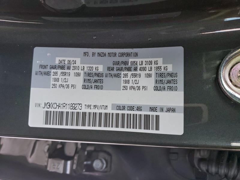 94442325 :رقم المزاد ، JM3KKCHA1R1189273 vin ، 2024 Mazda Cx-90 مزاد بيع