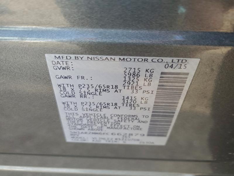 Продаж на аукціоні авто 2015 Nissan Pathfinder, vin: 5N1AR2MM6FC662879, номер лоту: 97555665