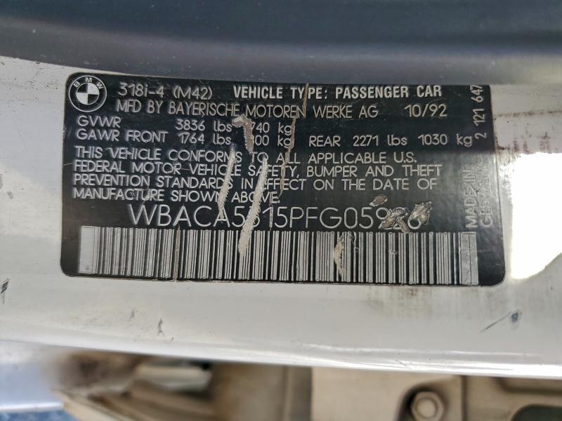 Продажа на аукционе авто 1993 Bmw 318 I, vin: WBACA5315PFG05926, номер лота: 95908615