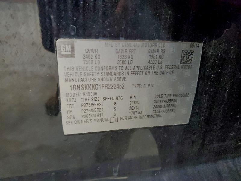 Продажа на аукционе авто 2015 Chevrolet Suburban K, vin: 1GNSKKKC1FR222452, номер лота: 97712265