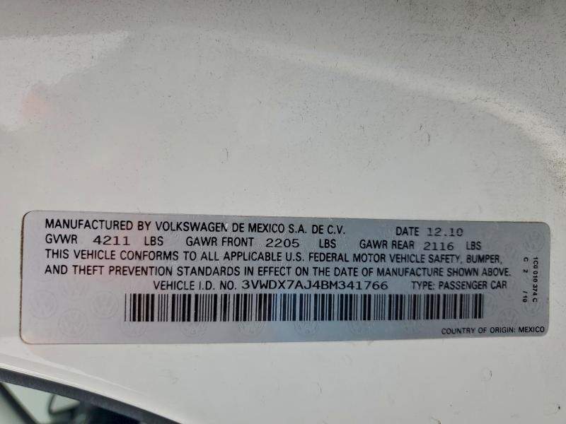 Aukcja sprzedaży 2011 Volkswagen Jetta Se, vin: 3VWDX7AJ4BM341766, numer aukcji: 97241655