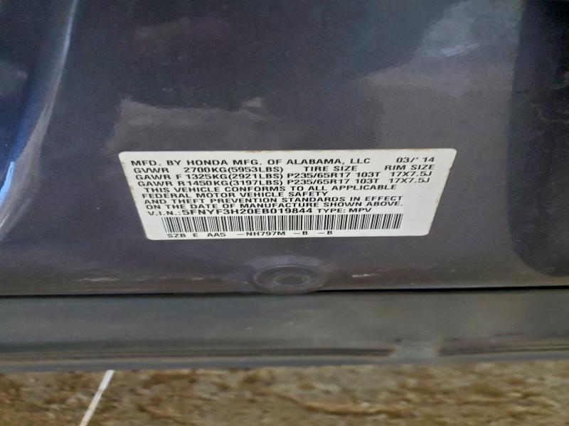 2014 Honda Pilot მანქანა იყიდება აუქციონზე, vin: 5FNYF3H20EB019844, აუქციონის ნომერი: 96976225