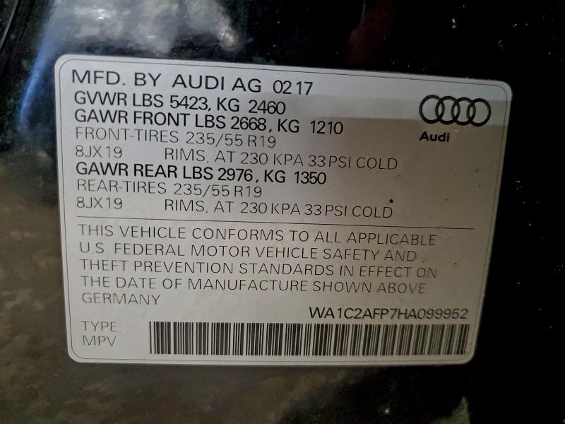 96731695 :رقم المزاد ، WA1C2AFP7HA099952 vin ، 2017 Audi Q5 Premium مزاد بيع