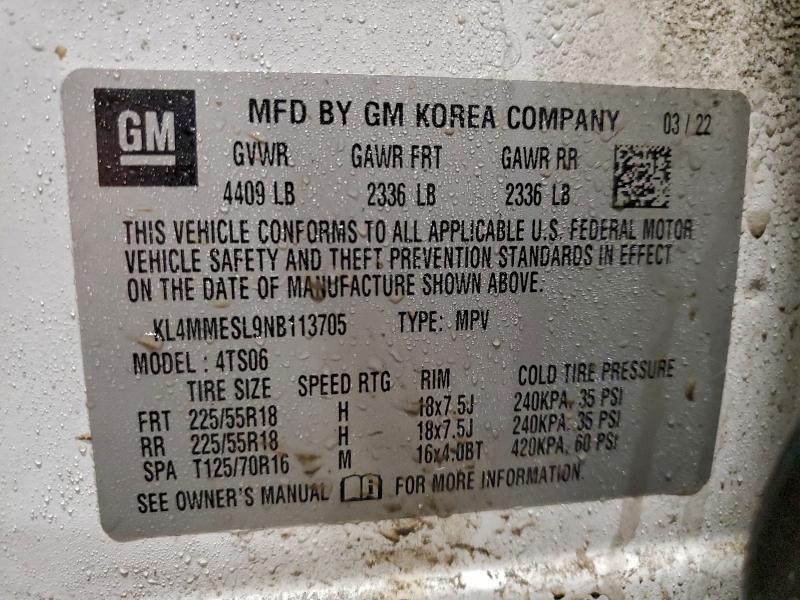 97416675 :رقم المزاد ، KL4MMESL9NB113705 vin ، 2022 Buick Encore Gx مزاد بيع