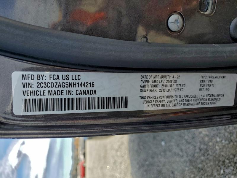 Продажа на аукционе авто 2022 Dodge Challenger, vin: 2C3CDZAG5NH144216, номер лота: 96847855