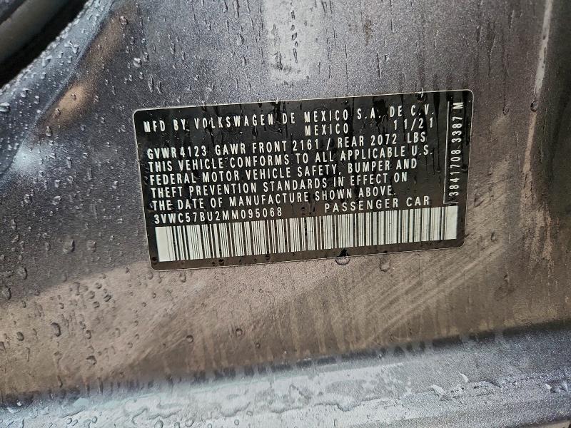 Продажа на аукционе авто 2021 Volkswagen Jetta, vin: 3VWC57BU2MM095068, номер лота: 97373865