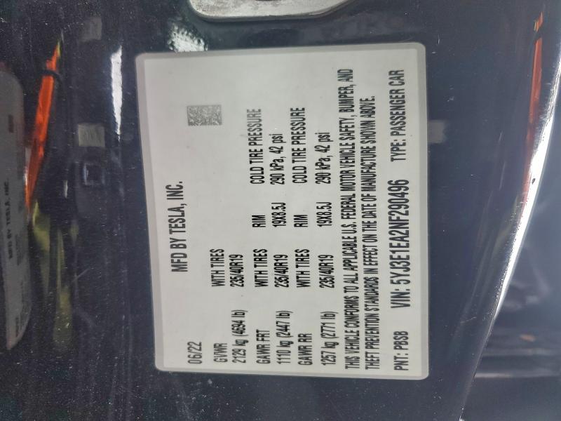 Продажа на аукционе авто 2022 Tesla Model 3, vin: 5YJ3E1EA2NF290496, номер лота: 94983175