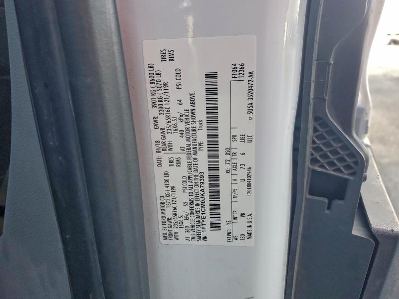 46403776 :رقم المزاد ، 1FTYE1CM0JKA79393 vin ، 2018 Ford Transit مزاد بيع
