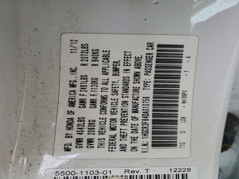 96234155 :رقم المزاد ، 1HGCR3F84DA010758 vin ، 2013 Honda Accord Exl مزاد بيع