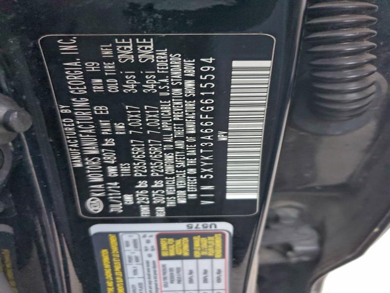 93538775 :رقم المزاد ، 5XYKT3A66FG615594 vin ، 2015 Kia Sorento Lx مزاد بيع