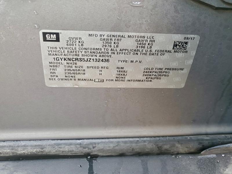 94744825 :رقم المزاد ، 1GYKNCRS5JZ132436 vin ، 2018 Cadillac Xt5 مزاد بيع