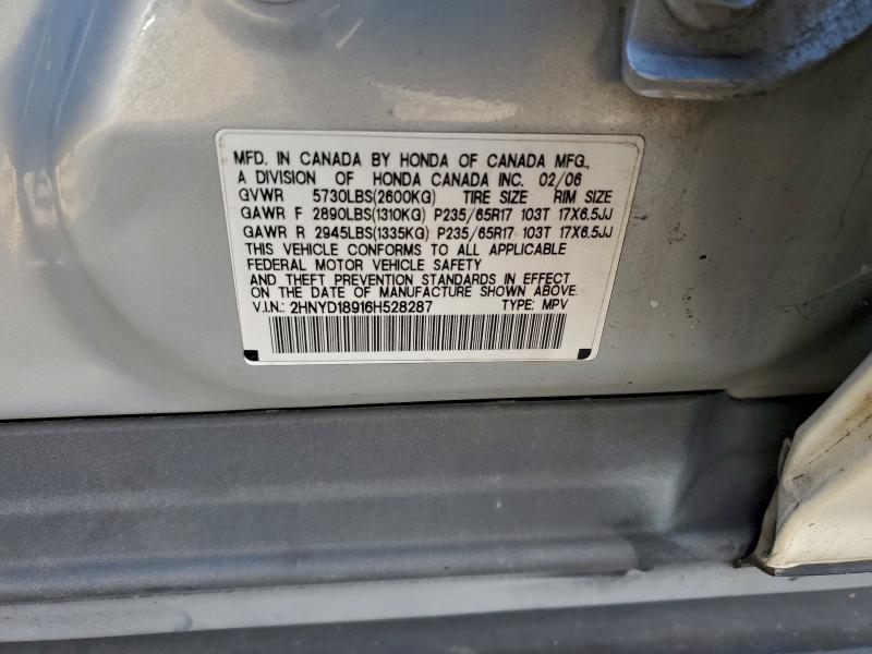 Aukcja sprzedaży 2006 Acura Mdx, vin: 2HNYD18916H528287, numer aukcji: 94628785