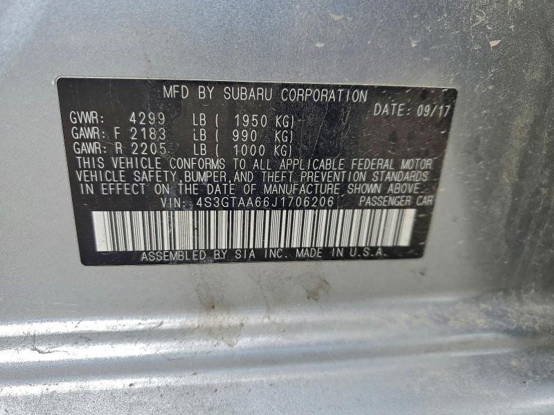 96475975 :رقم المزاد ، 4S3GTAA66J1706206 vin ، 2018 Subaru Impreza مزاد بيع