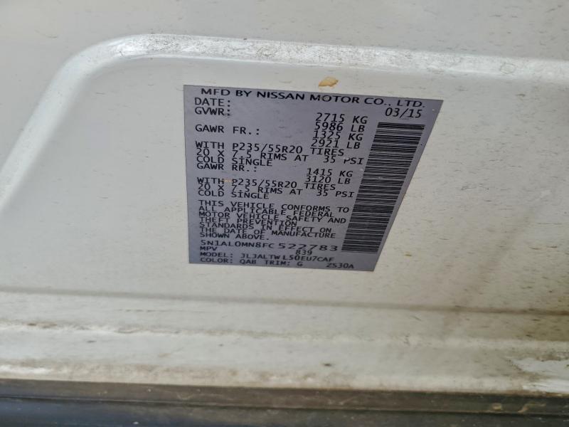2015 Infiniti Qx60 მანქანა იყიდება აუქციონზე, vin: 5N1AL0MN8FC522783, აუქციონის ნომერი: 96080475