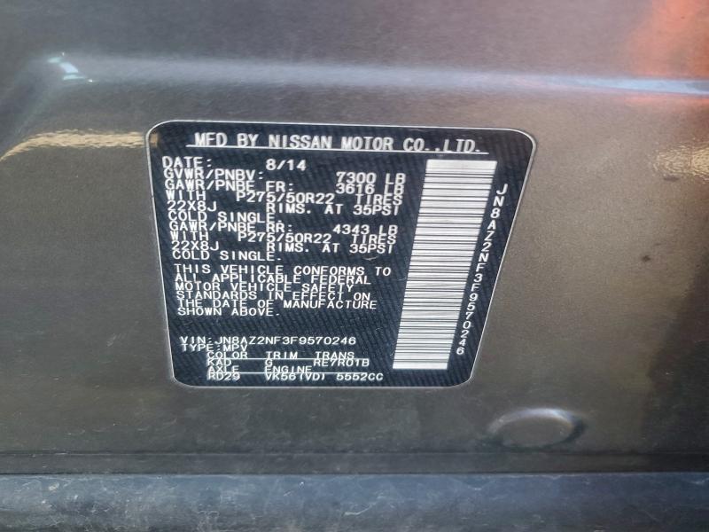 2015 Infiniti Qx80 მანქანა იყიდება აუქციონზე, vin: JN8AZ2NF3F9570246, აუქციონის ნომერი: 97450105