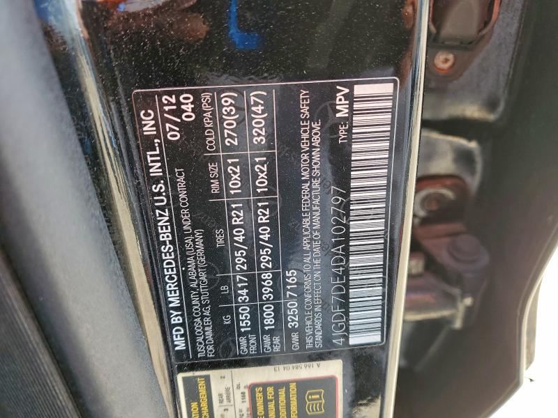 Aukcja sprzedaży 2013 Mercedes-benz Gl, vin: 4JGDF7DE4DA102797, numer aukcji: 98171945
