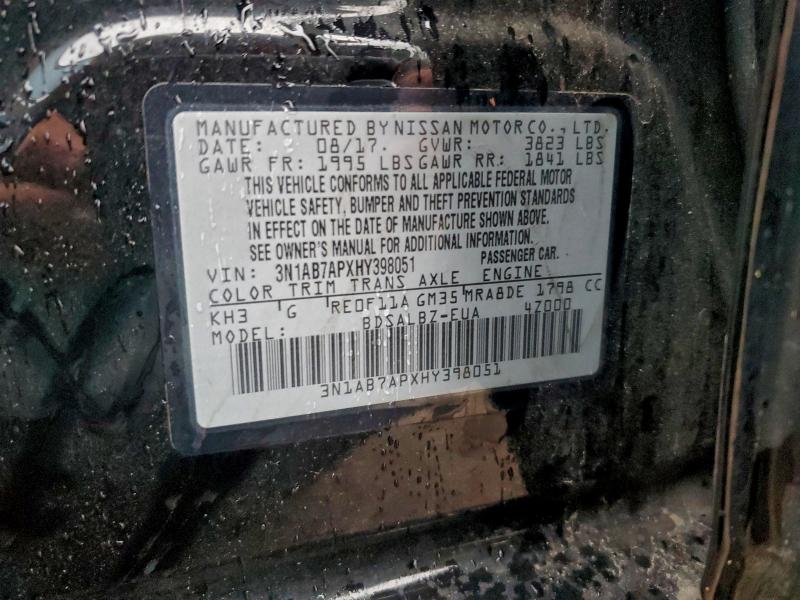 95683295 :رقم المزاد ، 3N1AB7APXHY398051 vin ، 2017 Nissan Sentra S مزاد بيع